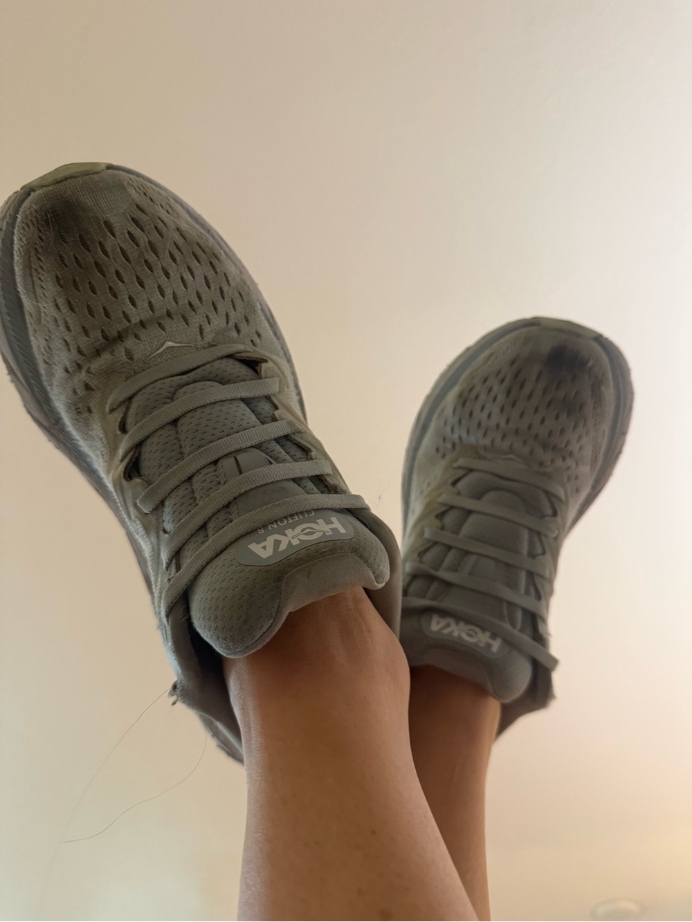 Hoka Women's Light Gray and Orange Sneakers - Picture 9 of 9